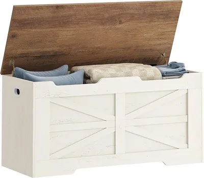 Imagen del producto de Zapatero con espacio de almacenamiento, 100 cm, blanco y marrón