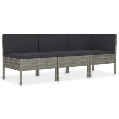 Obrázek produktu pro vidaXL 3dílná zahradní lounge souprava s polštáři Poly Rattan Grey