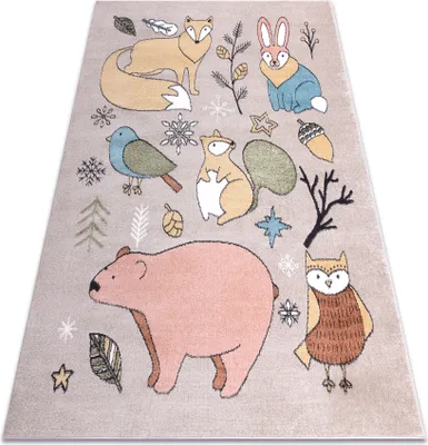 Produktbild von Teppich FUN Forester für Kinder, Tiere, Wald beige Mehrfarben 80x150 cm