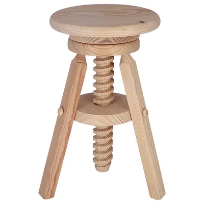Drehbarer Hocker aus Kiefernholz, unbehandelt, 29 x 64 cm