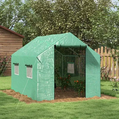 Immagine prodotto di Serra in plastica con porta a rullo e finestre | Colore: Verde | Dimensioni: 200x300x200 cm