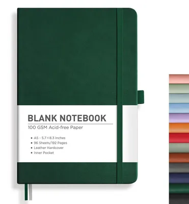Immagine prodotto di Quaderno A5, copertina rigida, 192 pagine, carta da 100 g/m², color verde scuro