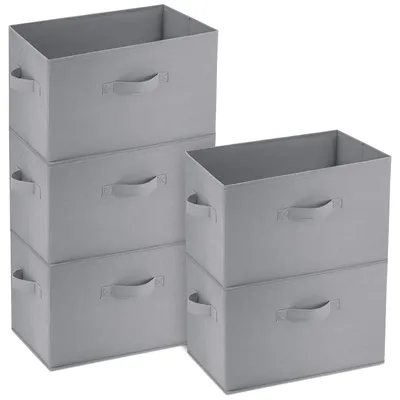 Produktbild von Set mit 5 großen Aufbewahrungsboxen aus Stoff, 38 x 25 x 25 cm, faltbar, ideal als Kleiderschrank-Organizer oder Kleiderkorb.