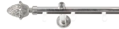 Produktbild von SN Deco Gardinenstange Innenlauf Nantes, 19 mm, 1-läufig, Stahl, Komplett-Set mit Ringen, Profilträger, 180 cm, edelstahl optik