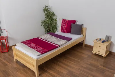 Produktbild von Einzelbett / Gästebett Kiefer massiv Vollholz natur 78, inkl. Lattenrost - Abmessung 90 x 200 cm