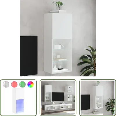 Obrázok produktu pre The Living Store TV skrinka s LED svetlami biela 40,5x30x102 cm