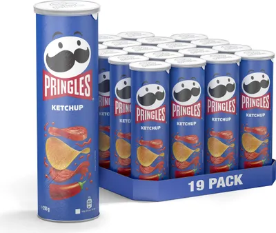 Produktbild von Pringles Ketchup | Chips mit Ketchup Geschmack | 19er Vorratspackung (19 x 185g)