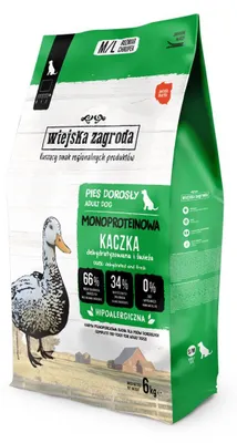 Obrázok produktu pre Wiejska Zagroda – Suché krmivo pre psa, monoproteínové, kačka, pre dospelé psy, 6 kg