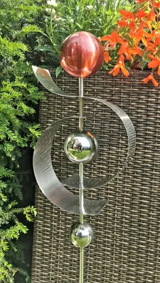 Produktbild von Skulptur Jupiter rot matt gebürstet Kugel  Edelstahl 100 cm Beetstecker Gartenstecker Rosenkugel