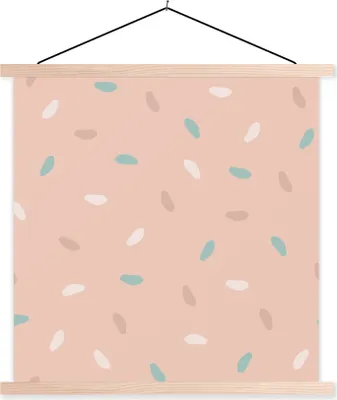 Produktbild von MuchoWow® Textilposter Sommer - Muster - Pastell 60x60 cm mit holzfarbenen Rahmen - Wanddekoration