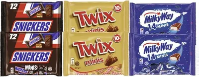 Produktbild von Schokoriegel Minis Mix 1362g I 2x Snickers 227g, 2x Twix 227g & 2x Milky Way 227g