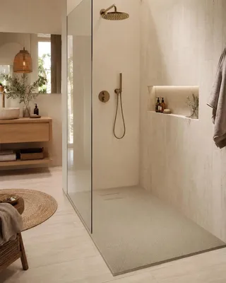 Immagine prodotto di Quarzo piatto doccia 100x80 in smc effetto pietra ardesia beige