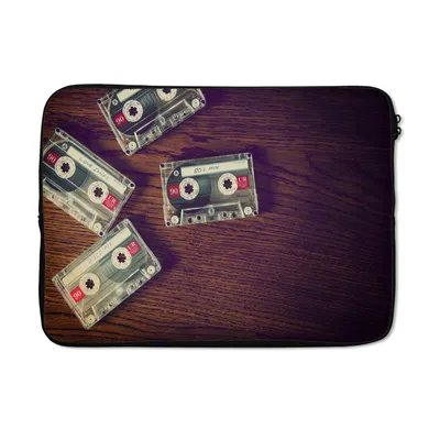 Produktbild von MuchoWow® Laptop Hülle 13 Zoll Kassette - Holz - Vintage Laptoptasche - Laptophülle - Sleeve - Rundumschutz