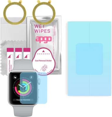 Produktbild von apgo 2 Stück HD HQ FLEX Schutzfolie kompatibel mit Apple Watch 1-2-3 (38mm) Smartwatch, Hydrogel Displayschutzfolie mit abgerundeten Rändern, Displayfolie zum gesamten Bildschirm