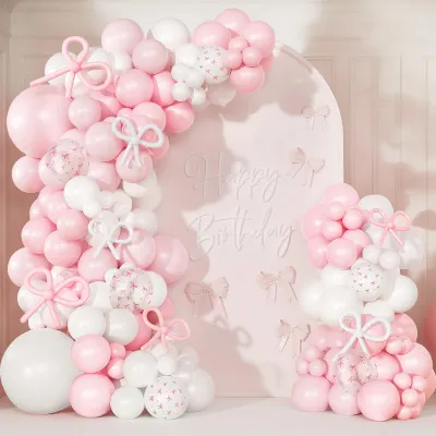 Ballonbogen-Set, rosa/weiß, 146 Stück, Latex, für Feste