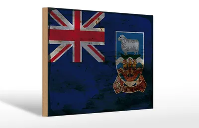 Produktbild von Holzschild Flagge FalklanSteckanschlussln 30x20cm Flag Rost