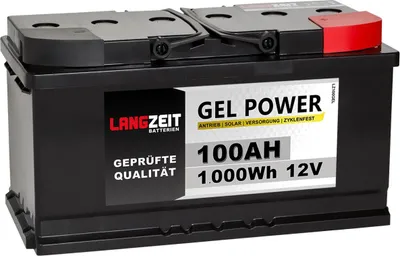 Produktbild von LANGZEIT Akku 12V 100AH Blei GEL Batterie Solarbatterie Wohnmobil Boot Solar zyklenfest