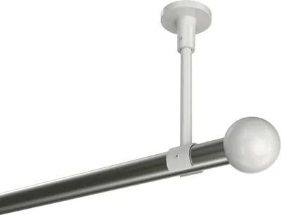 Produktbild von Interdeco Gardinenstange / Vorhangstange Edelstahl-Optik / Weiß, Typ Sonette Luino (Kugel) ohne Ringe, Deckenmontage, 20 mm Ø 1-läufig, 140 cm