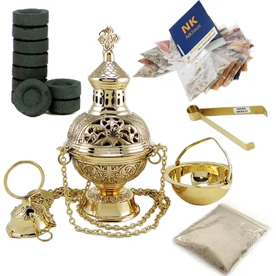 Räucherstövchen-Set 22-teilig, Gold, mit Zange und Sand