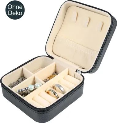 Produktbild von Aufbewahrungsbox Schmuck Reise Schmuckbox 10 x 10 cm grau Kunststoff