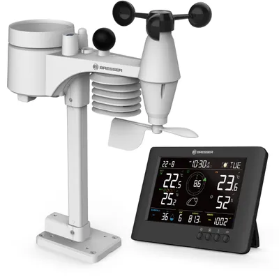 Produktbild von Bresser Wetterstation 8in1 Funk Thermometer Hygrometer Windmesser Regenmesser UV Sensor Hitzestress-Anzeige