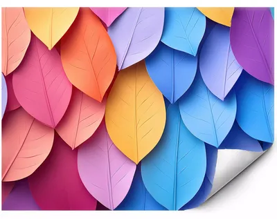 Produktbild von Fototapete Für Die Wand Farbenfrohe 3DBlätter in Pastellfarben für Wohnzimmer Schlafzimmer und Büro 150x105 cm