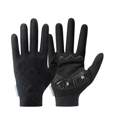 Produktbild von ROCKBROS Fahrradhandschuhe rutschfester Touchscreen Handschuhe mit 3D-Gelpolster für Rennrad, MTB Herren Damen Schwarz L