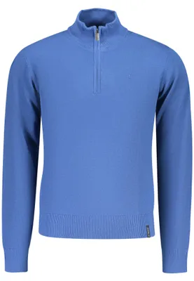Immagine prodotto di Elegante camicia da uomo blu con ricami e mezza cerniera