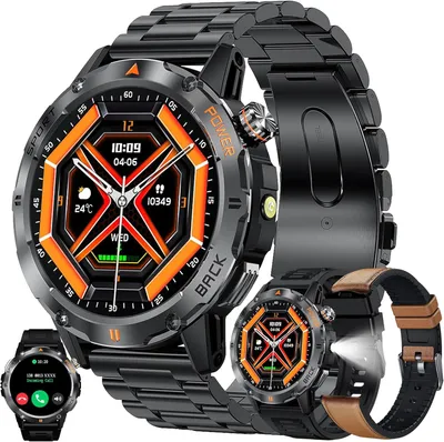Produktbild von MYSHUN Smartwatch 153 Inch AMOLED Herren Uhr mit Telefonfunktion 123 Sportmodi Schlafmonitor Pulsmesser Schrittzähler 5ATM wasserdichte Fitnessuhr für