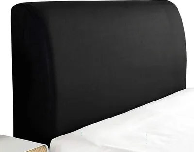 Obrázok produktu pre Poťah na čelo postele, prachotesný strečový poťah na čelo postele, ochrana chrbta, ochranný poťah all-inclusive, čierny, 180 cm, pre (170-190 cm čelo postele)