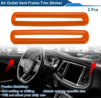 Image de Cache-Cadre De Ventilation De Climatisation Pour Dodge Challenger 2015-2023 Avant Gauche Avant Droit Cache-Cadre De Ventilation Interieur Autocollant 2Pcs Orange