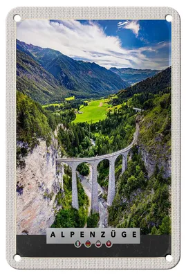 Produktbild von Blechschild Reise 12x18cm Alpenzüge Schweiz Österreich Natur Schild