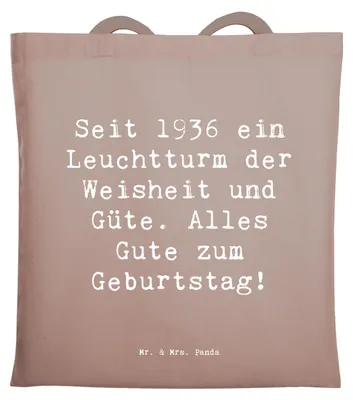 Produktbild von Mr. & Mrs. Panda Tote Bag Spruch 1936 Geburtstag - Braun Pastell - Geschenk, Jahrgang, Historisches Jahr, Tasche, Geburtsjahr, Happy Birthday, Laptoptasche, Schultasche