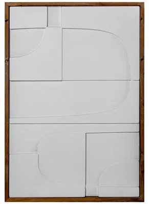 Abstrakte Holzdekoration mit Rahmen, 59x4x87 cm, Weiß/Natur