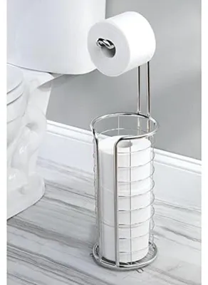 Produktbild von mDesign Toilettenpapierhalter stehend Edelstahl Halter rostfrei Silber poliert