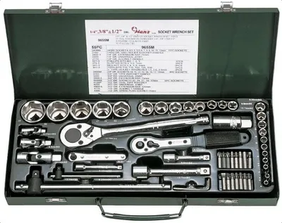 Produktbild von Steckschlüsselsatz 9655M 1/4 3/8 1/2 Zoll Antrieb für Kreuzschlitz Sechskant Torx Schlitz