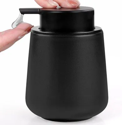 Imagen del producto de Dispensador de líquido cerámico de 350 ml, color , para jabón, champú, gel de ducha y detergente