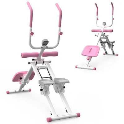 Immagine prodotto di AIORBER 2-in-1 stair stepper & addominal trainer, macchina pieghevole per l'allenamento di tutto il corpo per la casa e l'home gym - Rosa/Bianco