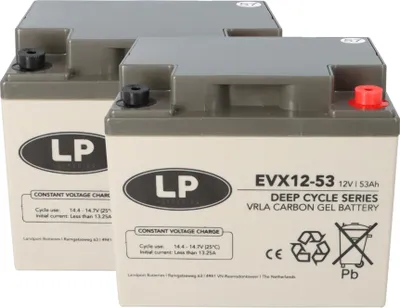 Produktbild von Blei Akku 2x 12V 53Ah kompatibel zu WP50-12NE,MP50-12C 40Ah 45Ah 50Ah