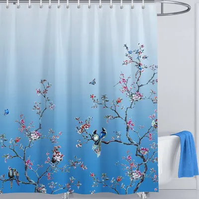 Produktbild von Ombre Blue Bird Extra Langer Duschvorhang - 200x200 cm Wasserdicht