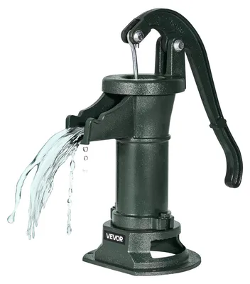 Produktbild von VEVOR Brunnen Handpumpe, 20 ft maximale Förderhöhe, antike Gusseisen manuelle Handwasserpumpe mit erhöhtem Sockel, NPT 1-1/4 in Anschluss, einfache Installation, für Garten, Teich, Hof, Bauernhof, schwarz, Pumpenkopf, Dunkelgrün