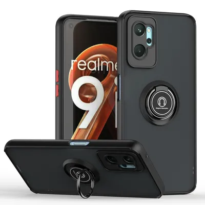 Immagine prodotto di Custodia per OPPO A36 opaca traslucida in TPU con supporto ad anello e supporto Nero Rosso