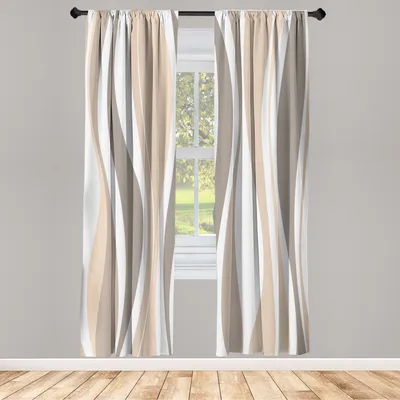 Obrázek produktu pro ABAKUHAUS Ročník Záclony 2 Panel Set pro obývací pokoj ložnice dekor, retro živé pruhy funky linie design vzory souhrnný tisk, 150 cm x 225 cm, tmavé opálení