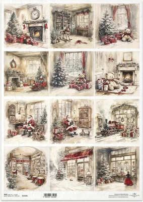 Immagine prodotto di Carta di riso per decoupage A3 - Natale, Babbo Natale, giocattoli - R1524L - Collezione Itd