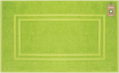 Produktbild von Lavea® Badematte 50x80 cm, Badteppich Bali aus Baumwolle, rutschfester Badvorleger, saugstarker Badezimmerteppich, 100% GOTS Baumwolle, Premium Frottier, Apfelgrün