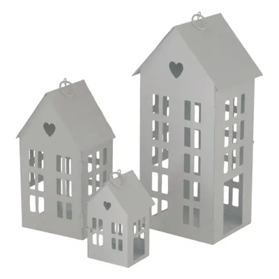 Produktbild von Laterne HERZENSHAUS weiß Haus aus Metall Lichterhaus mit Herzausschnitt - GROSS