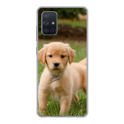 Produktbild von MuchoWow® Handyhülle Schutzhülle Hülle für Samsung Galaxy A51 Golden Retriever Welpe im grünen Gras Silikon Softcase Handy Hülle - Schutzabdeckung