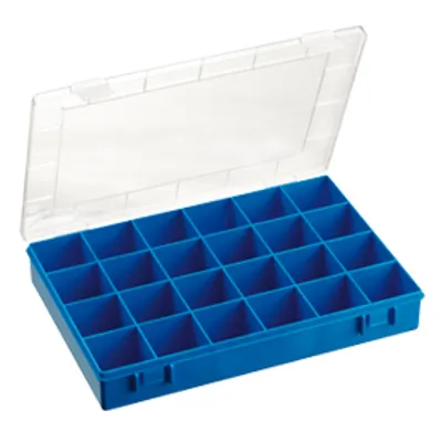 Zdjęcie produktu dla skrzynka asortymentowa hünersdorff PS-CLASSIC 225 x 335 x 55 mm, 24 przegródki, niebieska