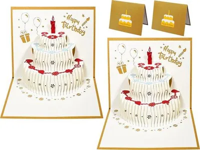 Produktbild von Geburtstagskarten mit Umschlag - Pop-up-Karten - 2 Stück. Geburtstagskarten - 3D Pop-up Geburtstagskarten - Geschenk - Geburtstagskarte - mit Umschlägen und Karten - 3D "Alles Gute zum Geburtstag"-Karte