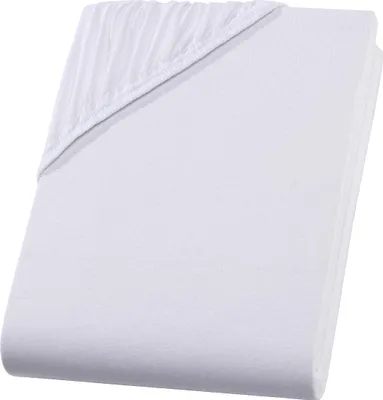 Produktbild von Premium Spannbettlaken 90x200 cm aus Baumwolle-Elasthan – hautsympathisch, elastisch & pflegeleicht – Steghöhe 30 cm – Weiß